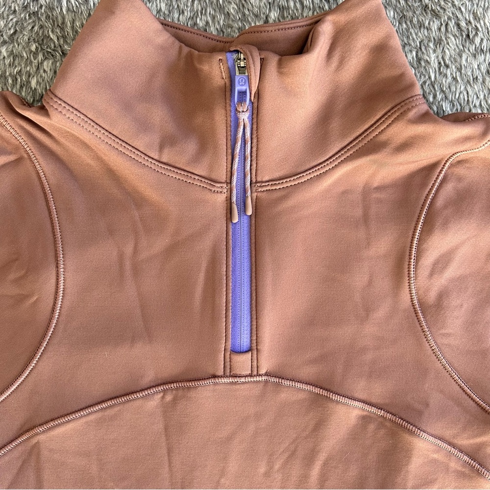 lululemon athletica Mauve Brown Pullover Half-Zip Hoodie with Purple Accents - Picture 11 of 12